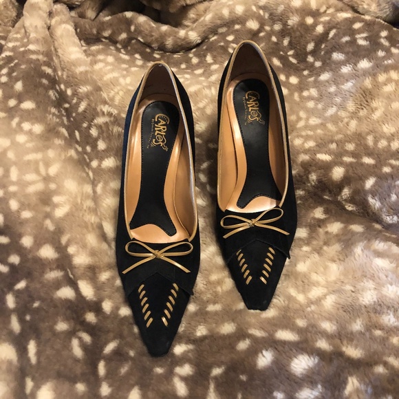 Carlos Santana Black Suede 4" heel Pumps with leather trim, sz 8.5 - Picture 2 of 10